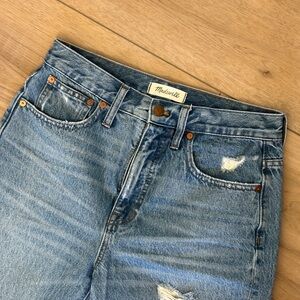 Madewell High Rise Blue Jeans with Distressed Details